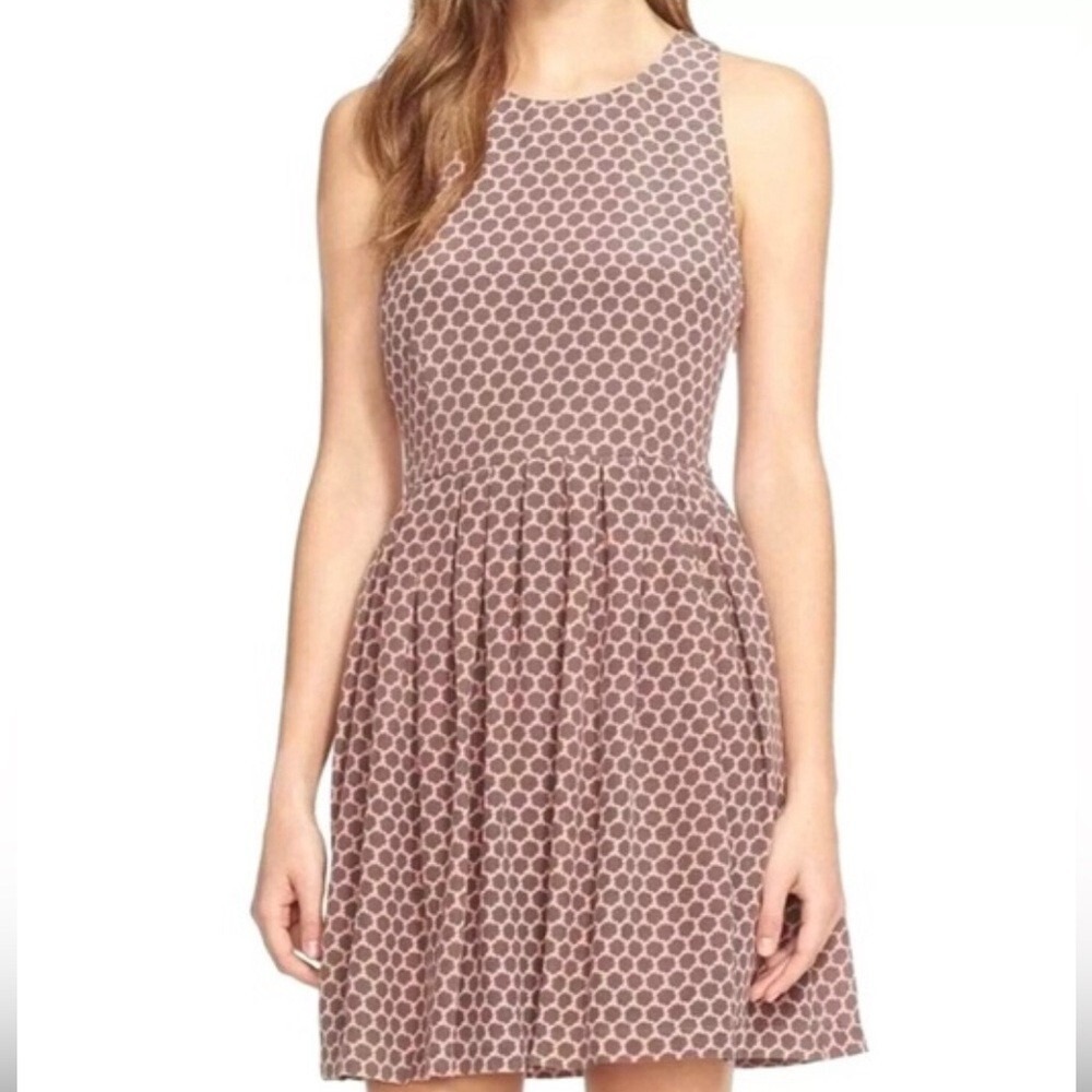 Joie Bernadine Silk Fit‎ & Flare Pleated Keyhole Dress Storm Rose Small